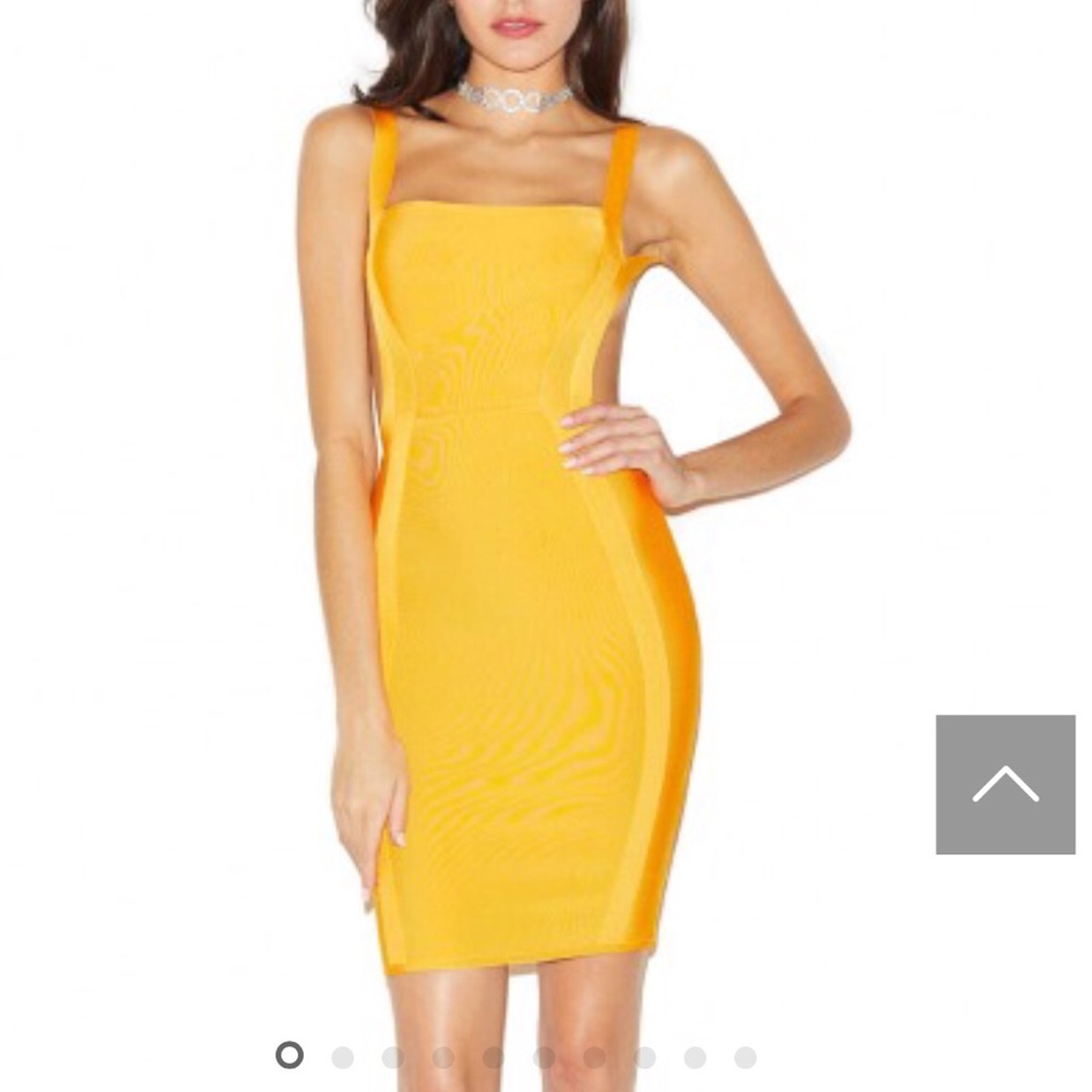 Saffron Yellow Backless Bandage Dress